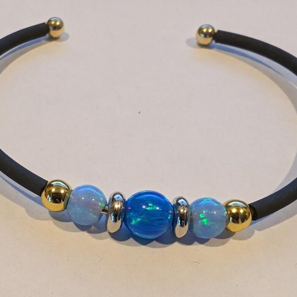 Elegant Blue and Gold Opal Bracelet